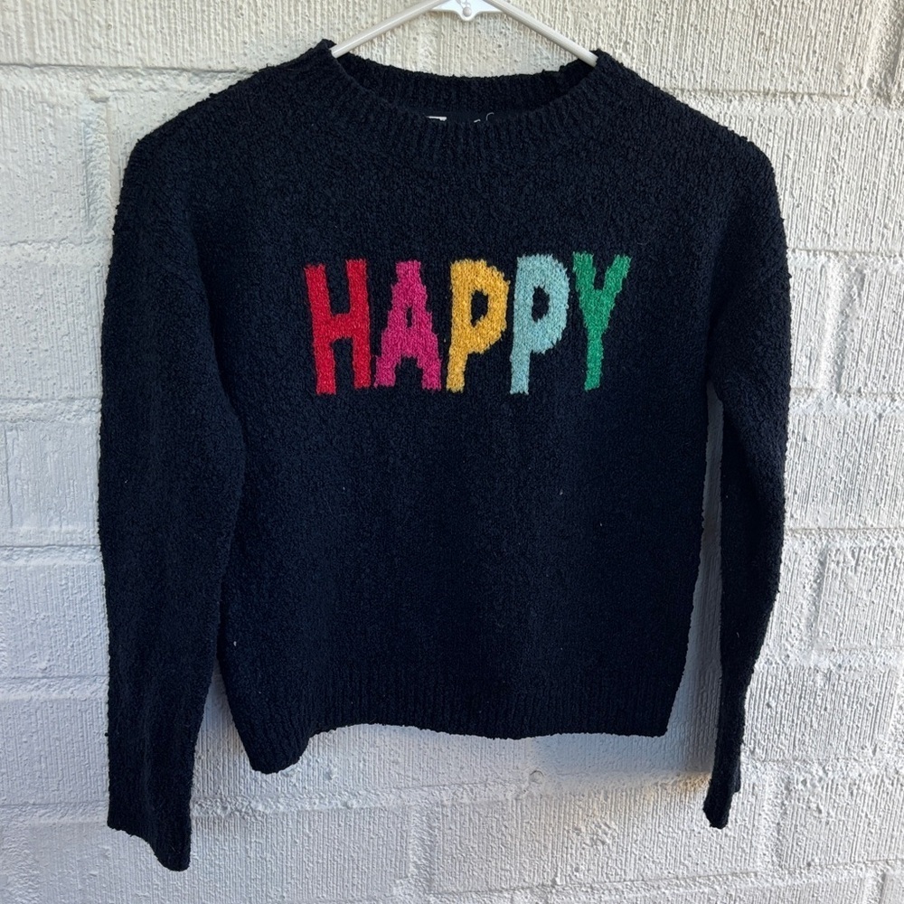 Gap Girls Kids Colorful 'Happy' Navy Blue Sweater sz L